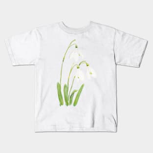 3 snowdrops flowers watercolor Kids T-Shirt